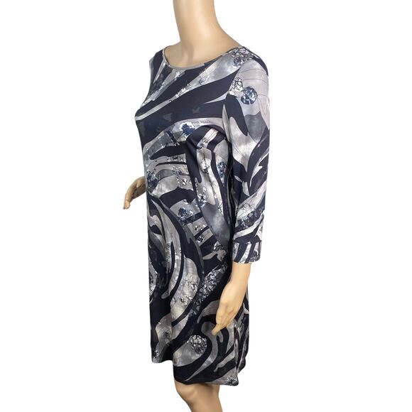 Emilio Pucci Runway Black Gray Abstract Silk Sheath Dress US SZ 10 - Picture 5 of 16